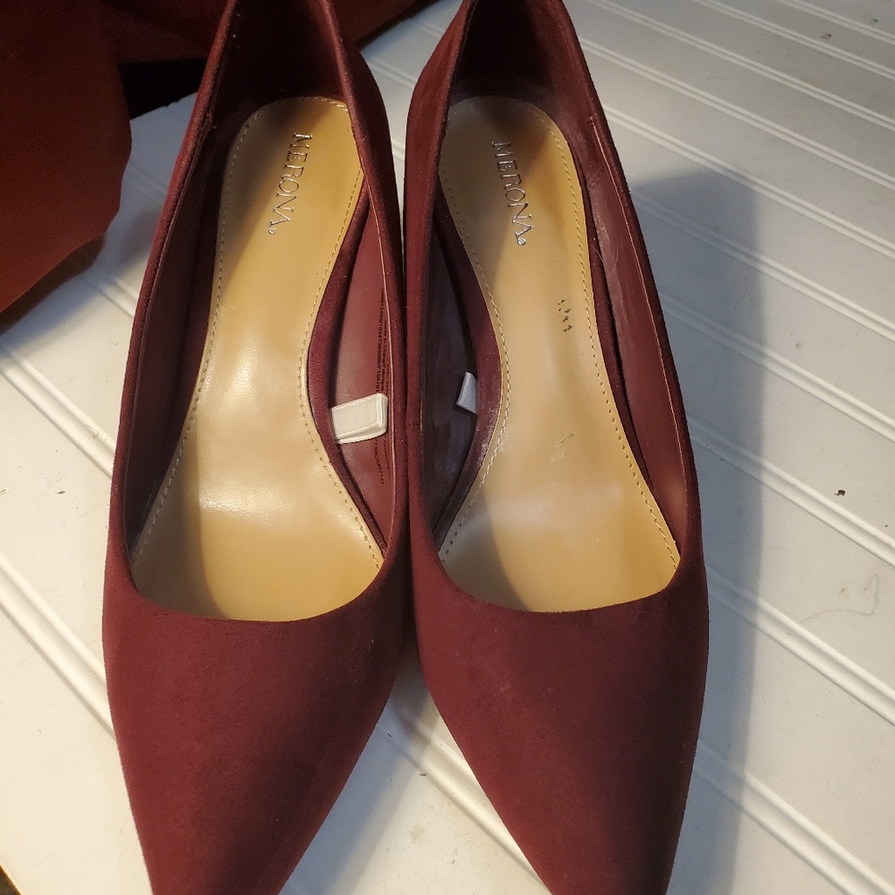 Faux Suede Burgundy Heels